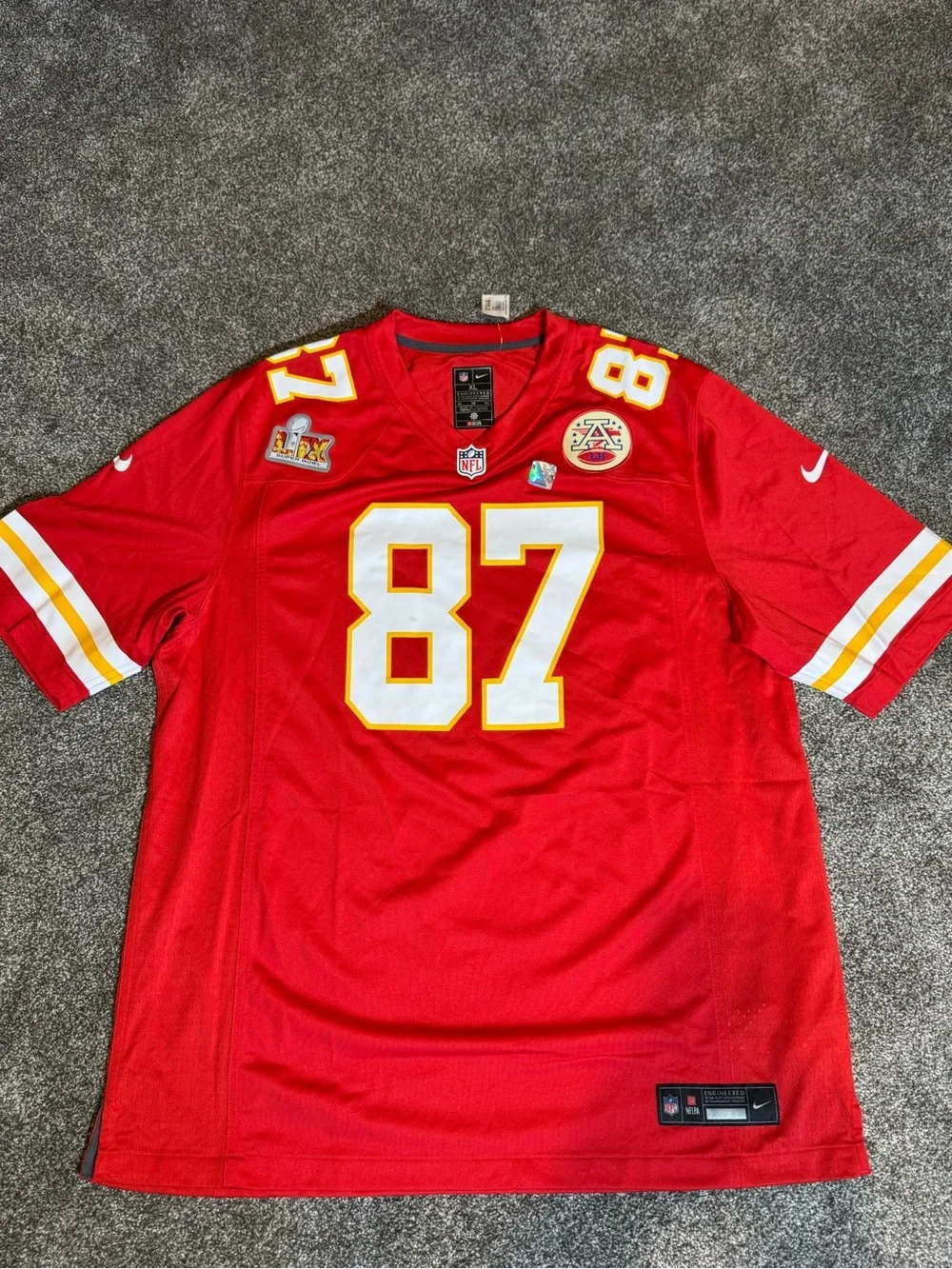 Nike Men’s Kansas City Chiefs Red #87 Football Jersey with Yellow/White Accents